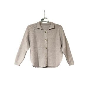 Girls Cardigan Grey Button Down Round‎ Hem Cable Knit Collar NWOT